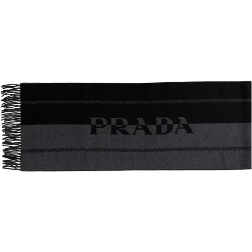 Black and Grey Logo Jacquard Scarf , male, Sizes: ONE SIZE - Prada - Modalova