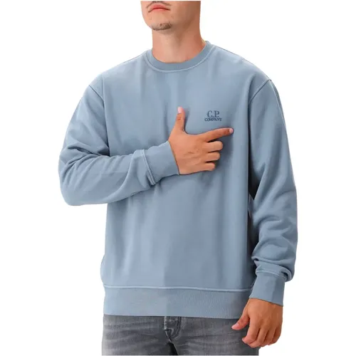 Blauer Logo Rundhalsausschnitt Pullover , Herren, Größe: 3XL - C.P. Company - Modalova