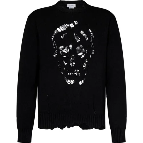 Round-neck Knitwear, male, , Size: M Skull Design Knit Sweater - alexander mcqueen - Modalova