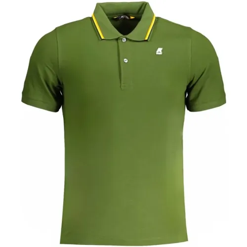 Grünes Baumwoll-Poloshirt mit kurzen Ärmeln , Herren, Größe: 2XL - K-way - Modalova