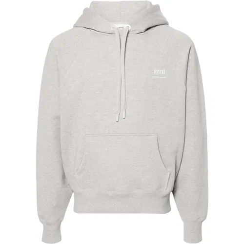 Heather Ash Grey Hoodie for Men , male, Sizes: L - Ami Paris - Modalova