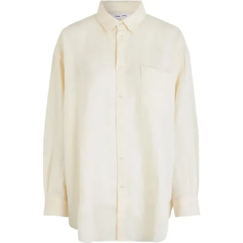 Relaxed Fit Linen Shirt with Drop Shoulders - Pristine , female, Sizes: S - Samsøe Samsøe - Modalova