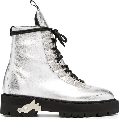 Metallic Finish Ankle Boots , female, Sizes: 6 UK, 4 UK, 5 UK, 7 UK - Off White - Modalova
