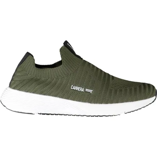 Grüner Polyester-Sneaker mit Gummizug, Kontrastdetails, Logo , Herren, Größe: 42 EU - Carrera - Modalova