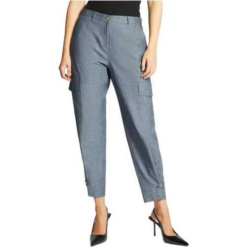 Cargo Denim Hose Blau , Damen, Größe: L - Elena Mirò - Modalova