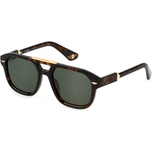 Sunglasses, unisex, , Size: 55 MM Monument 1 Sunglasses Shiny Dark Havana/Green - Police - Modalova