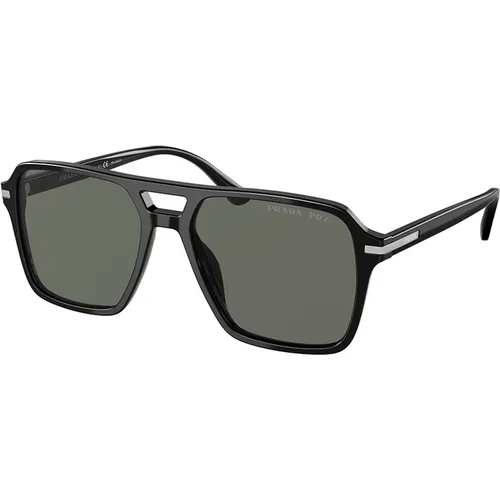 Sunglasses, male, , Size: 55 MM Polarized Green Sunglasses - Prada - Modalova