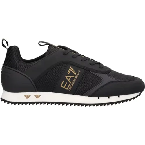 Schwarzer und Goldener Sneaker mit Logo , Herren, Größe: 41 1/3 EU - Emporio Armani EA7 - Modalova