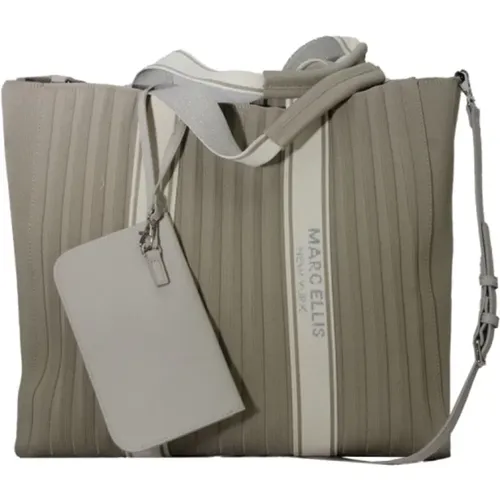 Grace L Tote Bag with White Vertical Stripes , female, Sizes: ONE SIZE - Marc Ellis - Modalova