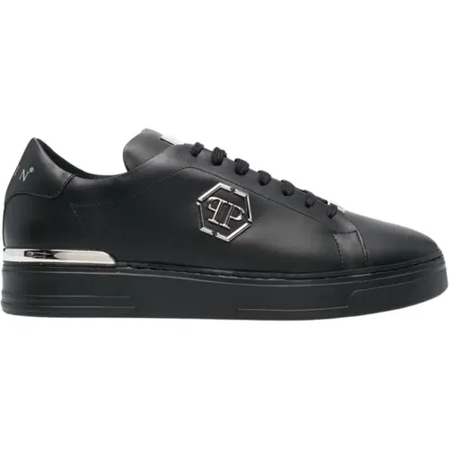 Sneakers, male, , Size: 9 US Leather Lo-Top Sneaker Hexagon - Philipp Plein - Modalova