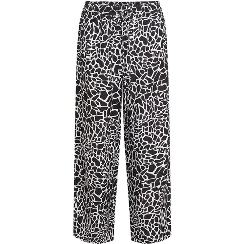 Wide Trousers, female, , Size: 2XS Giraffe-print wide-leg trousers - Karl Lagerfeld - Modalova