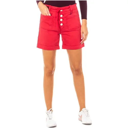 Rote Shorts mit Verstellbarem Bund und Originalen Knöpfen , Damen, Größe: W29 - LA MARTINA - Modalova