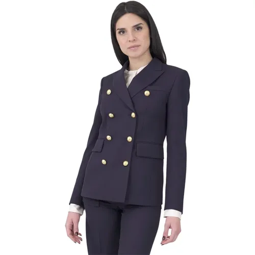 Double Breasted Wool Blazer - Navy , female, Sizes: S - Seafarer - Modalova