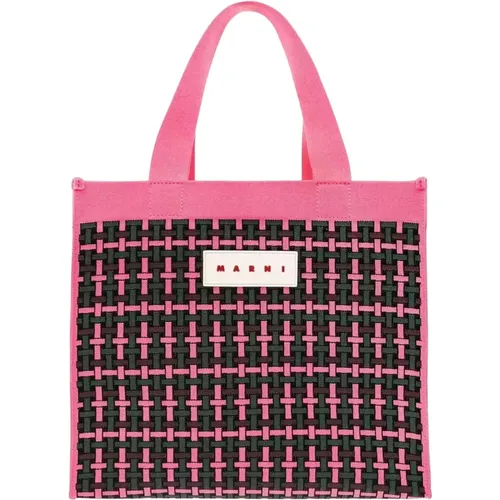 Jacquard Large Shopper Bag , female, Sizes: ONE SIZE - Marni - Modalova