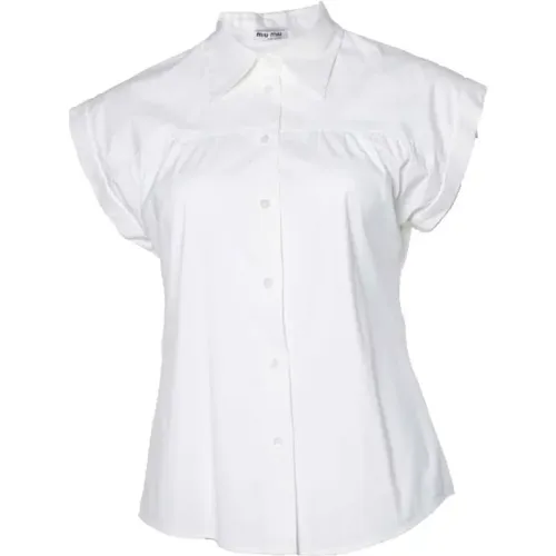 Pre-owned Shirts & Blouses, female, , Size: XS Pre-owned Cotton tops - Miu Miu Pre-owned - Modalova