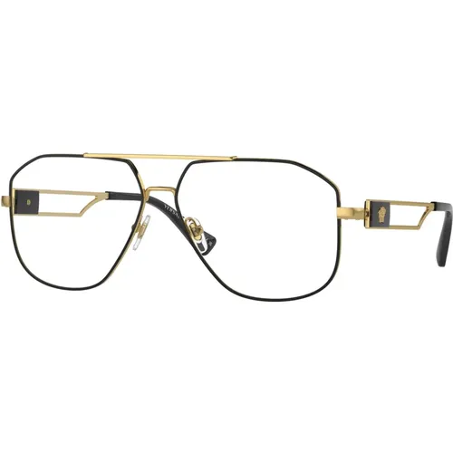 Schwarze Gold Brillengestelle , unisex, Größe: 59 MM - Versace - Modalova