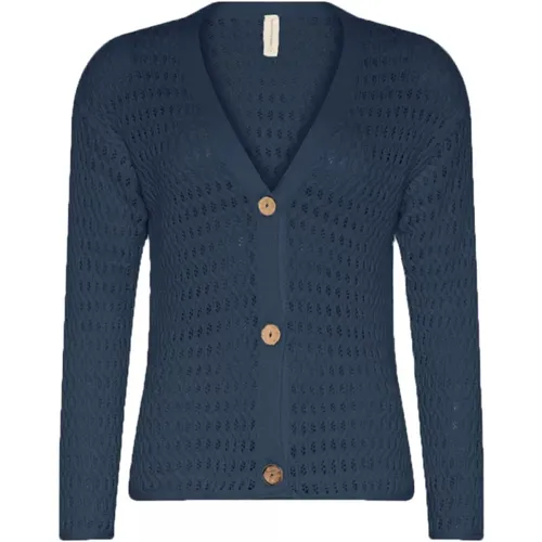 Blaue V-Ausschnitt Cardigan 3362 , Damen, Größe: XL - Skovhuus - Modalova