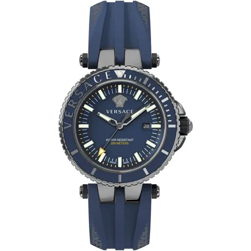 V-Race Diver Blaues Armband Blaues Zifferblatt - Versace - Modalova