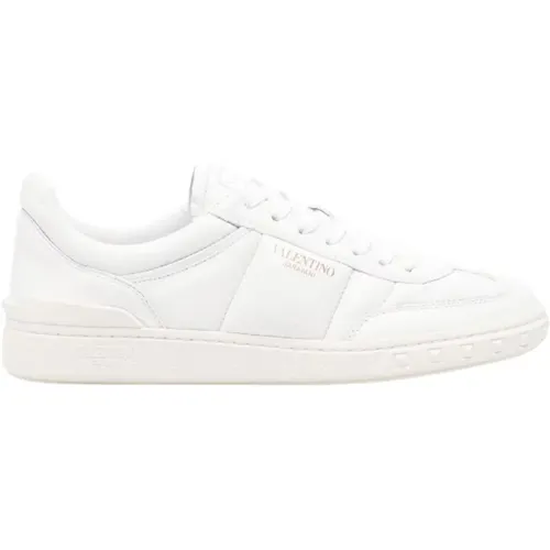 Weiße Leder Low-Top Sneakers , Damen, Größe: 38 1/2 EU - Valentino - Modalova