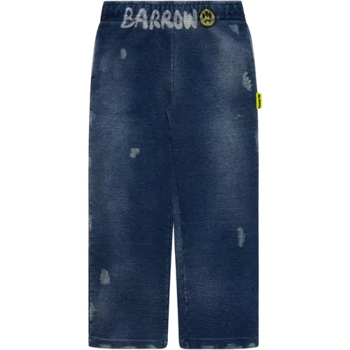 Kinder Pantalone In Felpa Denim - BARROW - Modalova