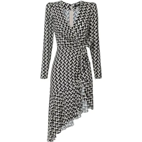 Asymmetrisches Midi-Kleid mit geometrischem Druck , Damen, Größe: S - Elisabetta Franchi - Modalova