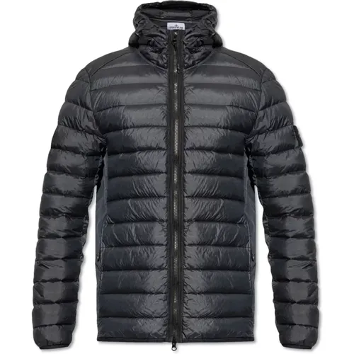 Down Jackets, male, , Size: XL Loom Woven Chambers Nylon Down-Tc Jacket - Stone Island - Modalova