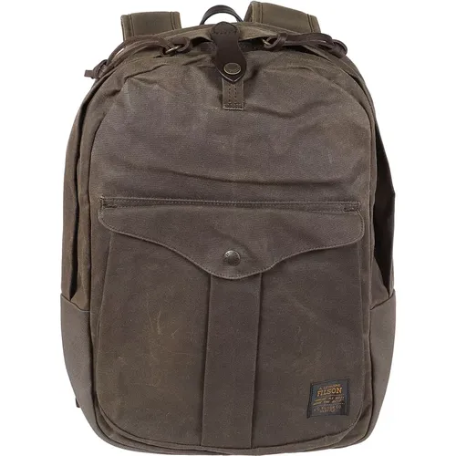 Backpacks, male, , Size: ONE SIZE Waxed Cotton Backpack with Leather Details - Filson - Modalova