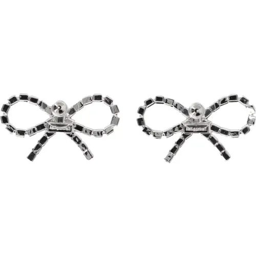 Bow Earrings Silver Crystal , female, Sizes: ONE SIZE - Self Portrait - Modalova