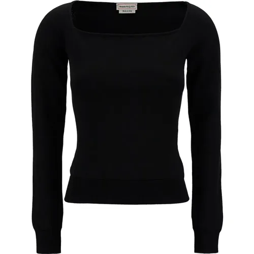 Schwarze Sweaters mit Square Neckline - alexander mcqueen - Modalova