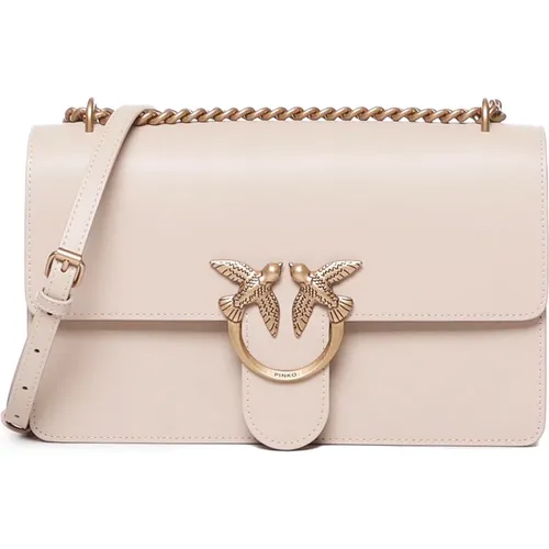 Leather Shoulder Bag Love Birds , female, Sizes: ONE SIZE - pinko - Modalova