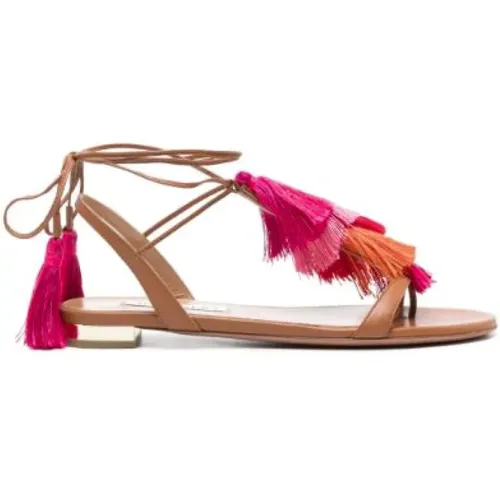 Flat Sandals, female, , Size: 9 US Tassel Flat Sandals for Women - Aquazzura - Modalova