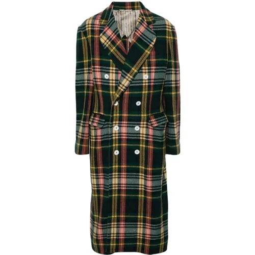 Double-Breasted Coats, male, , Size: XL Tartan Check Wool Coat - Vivienne Westwood - Modalova