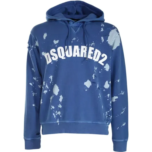 Hoodies, male, , Size: S Clear Oversized Sweater with Distressed Details - Dsquared2 - Modalova