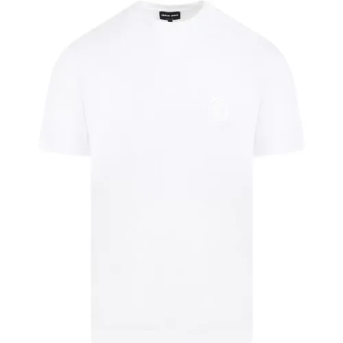 Weißes Baumwoll-T-Shirt , Herren, Größe: L - Giorgio Armani - Modalova