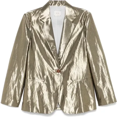 Blazers, female, , Size: M Shining Gold Blazer Jacket - Alysi - Modalova