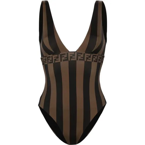 Striped One-Piece Swimsuit , female, Sizes: S, XS - Fendi - Modalova