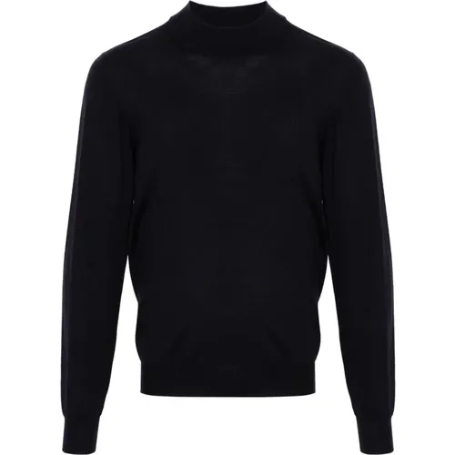 Blauer Derby Pullover, Feinstrick, Mock Hals , Herren, Größe: XL - Fedeli - Modalova