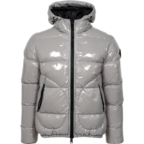 Down Jackets, male, , Size: 2XL Light Grey Glossy Waterproof Jacket - Herno - Modalova