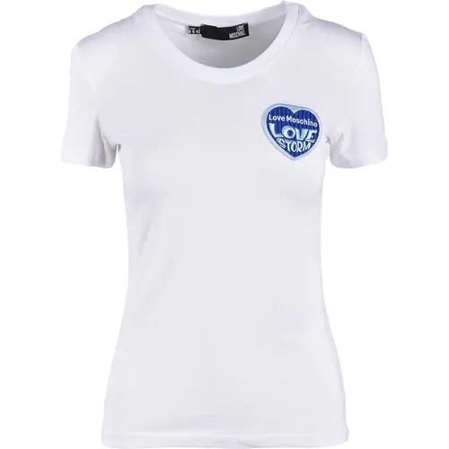 Blue T-Shirt for Women , female, Sizes: XS, L, 2XS, S, M - Love Moschino - Modalova