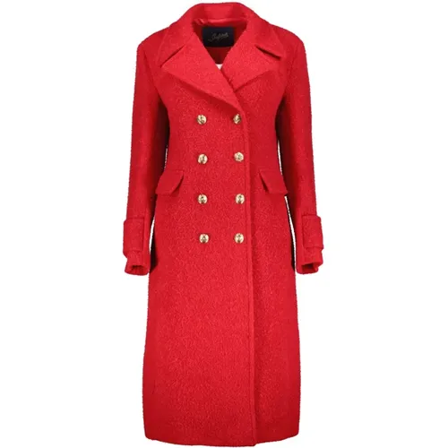 Double-Breasted Coats, female, , Size: XS Luxury Wool Coat with Artisan Buttons - Seafarer - Modalova