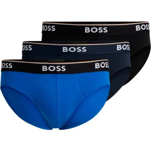 Bottoms, male, , Size: S 3-Pack Cotton Briefs with Logo Waistband - Hugo Boss - Modalova