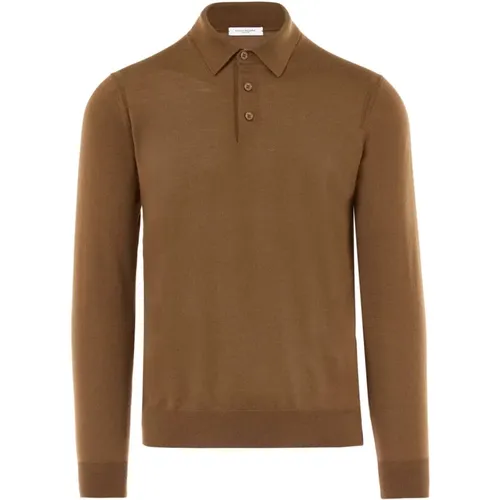 Luxuriöses Braunes Woll-Polo-Shirt - Paolo Pecora - Modalova