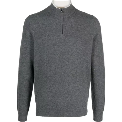 Men Straight Fit Turtleneck with Zip Collar and Embroidered Logo , male, Sizes: L - Hugo Boss - Modalova