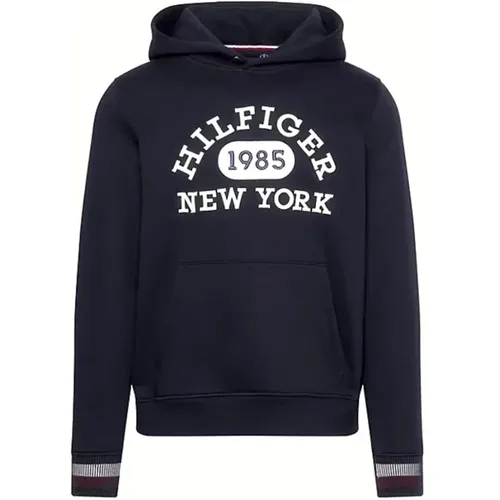 Marineblaue Monotype Collegiate Hoodie , Herren, Größe: M - Tommy Hilfiger - Modalova