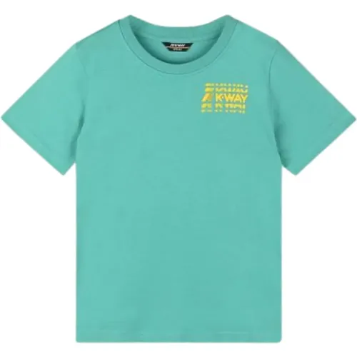Grünes Kinder T-Shirt mit gelbem Logo-Print - K-way - Modalova