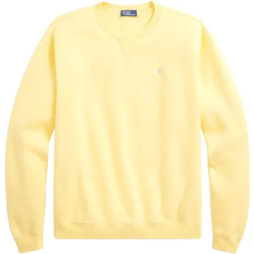 Gelber Polo-Sweatshirt mit Blauem Pferdelogo , Damen, Größe: L - Ralph Lauren - Modalova