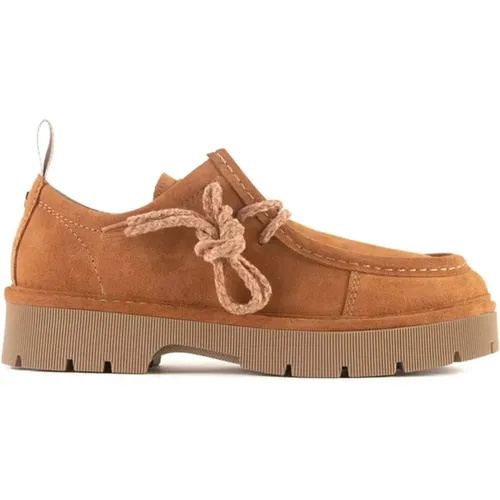 Women& Lace-up Shoes in Warm Suede , female, Sizes: 5 UK, 6 UK - Panchic - Modalova