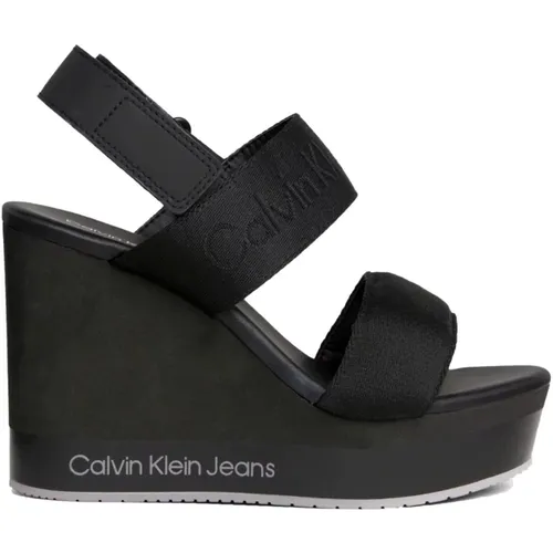 Schwarze Keilabsatz-Sandalen Webbing Damen , Damen, Größe: 40 EU - Calvin Klein Jeans - Modalova