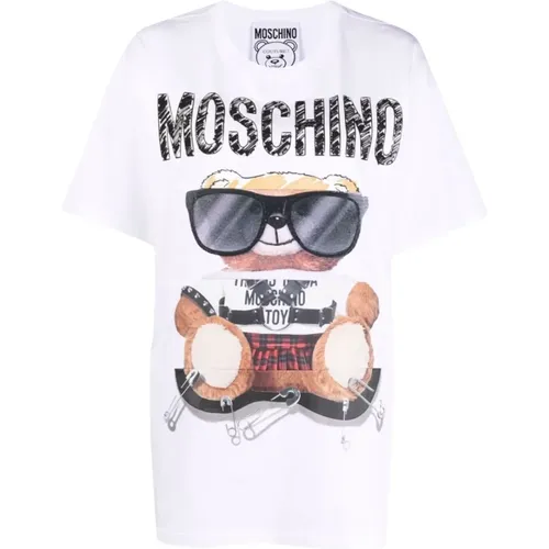 Graffiti Teddy Bear Kurzarm T-Shirt - Moschino - Modalova