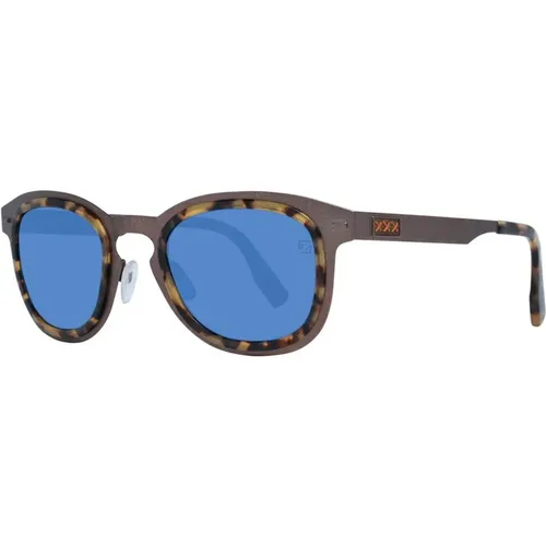 Sunglasses, male, , Size: ONE SIZE Bronze Round Blue Lens Sunglasses - Ermenegildo Zegna - Modalova